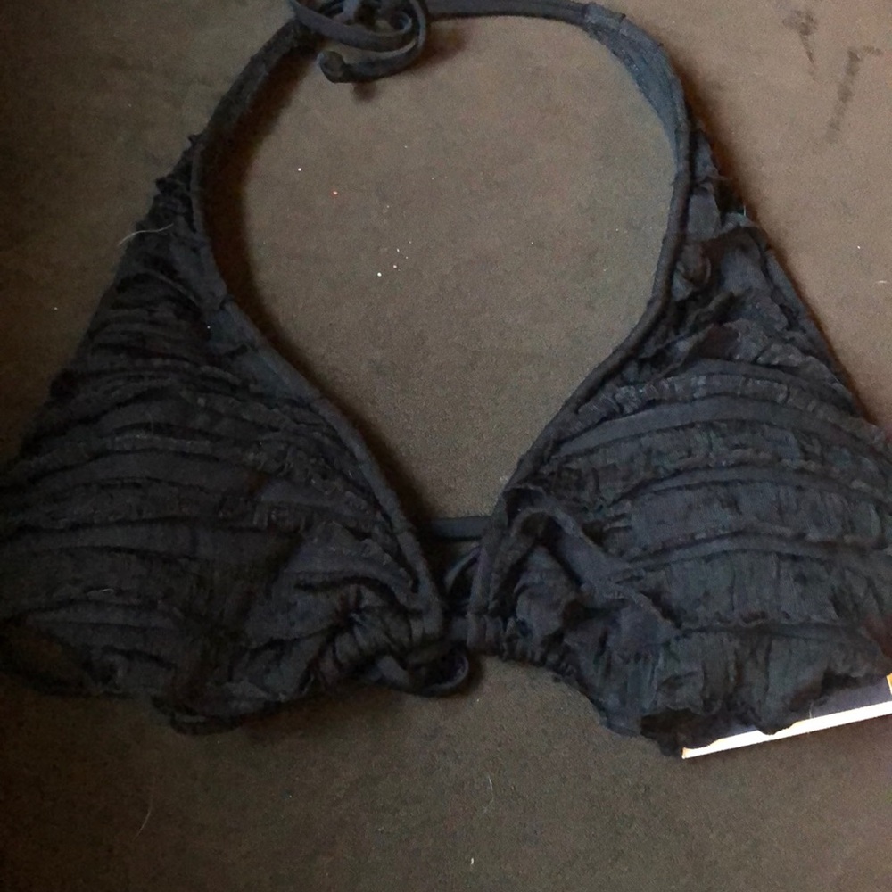 Black ruffled swimsuit top from Surfside